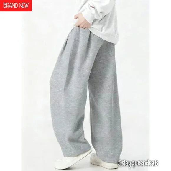 Men's Baggy Sweatpants Wide Leg Loose Jogger Elastic Waist Drawstring